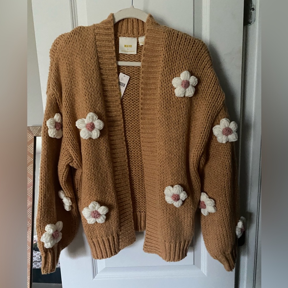 NWT Anthropologie floral knit cardigan sweater